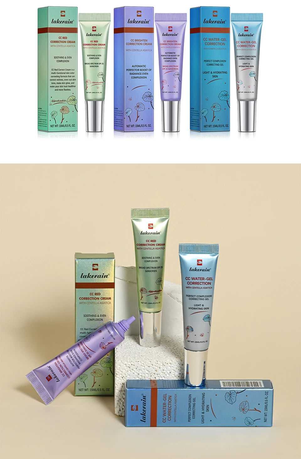 CC Cream Color Changing Liquid Foundation Centella Korean High Coverage Foundation Foundation Cream for Face Base Makeup