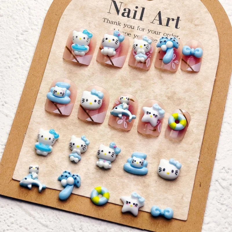 50PCS Nail Parts Charms Cute Cartoon Hello Kitty Nail Art Jewelry Decoration Phone Case Hairpin Manicure Press On Accessories