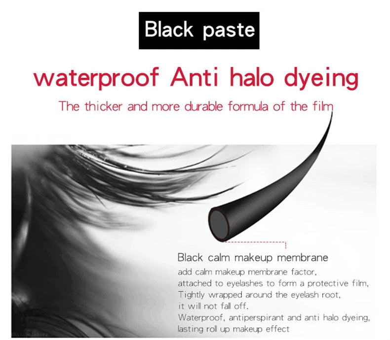 Black 4D Fiber Mascara Thick Lengthening Volumizing Waterproof Sweatproof Long Lasting Eyelash Extension Eye Makeup Cosmetics