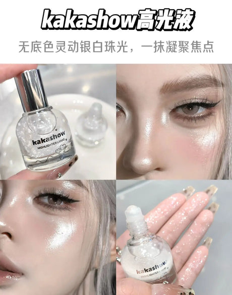 Diamond Ball Liquid Highlighter Flash Gloss Long Lasting Waterproof Glitter Brightening Makeup for Beach Hoilday Face Body