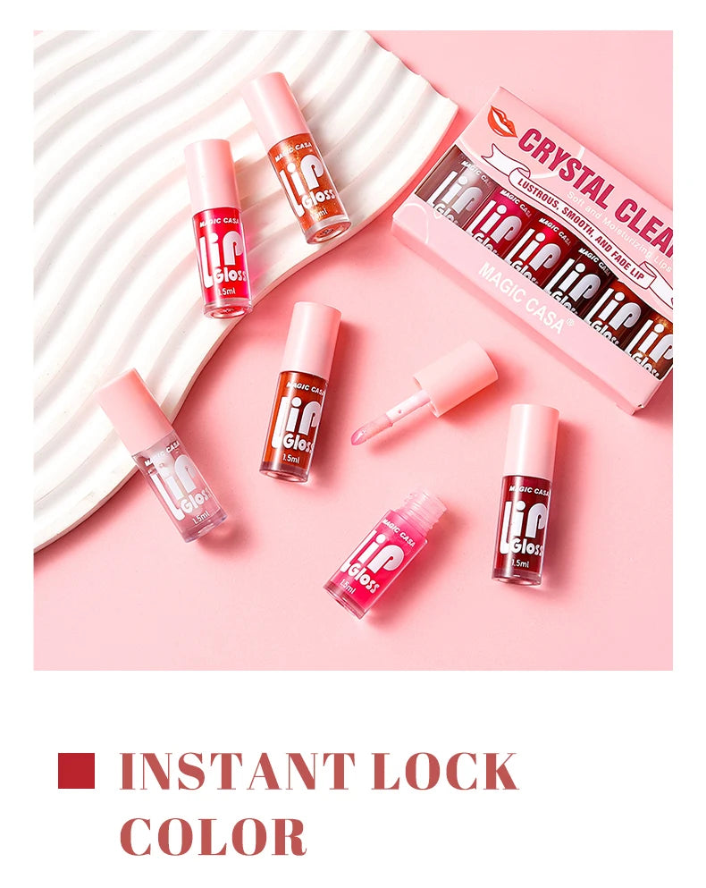 6pcs/set Small bottle Hydrating Jelly Lip Oil long-lasting Moisturizing smooth shimmering Lip Hydrating Liquid