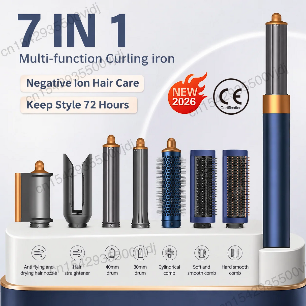 TINSOL 7 in 1 Multi-Function Hair Dryer & Styling Tool Automatic Curling Set 1300W Straightener Professional Salon Hair Dryer