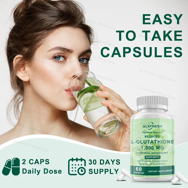Glutathione Capsules For Skin Whitening Anti-aging Benefits Support Brain Health Boost Energy Relieve Fatigue Enhance Immunity