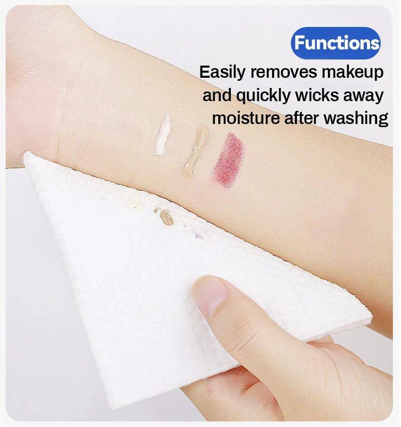 100PCS Natural Disposable Face Towel Travel Facial Cleansing Wet And Dry Makeup Remover Pearl Cotton Soft Makeup Nonwoven Towel