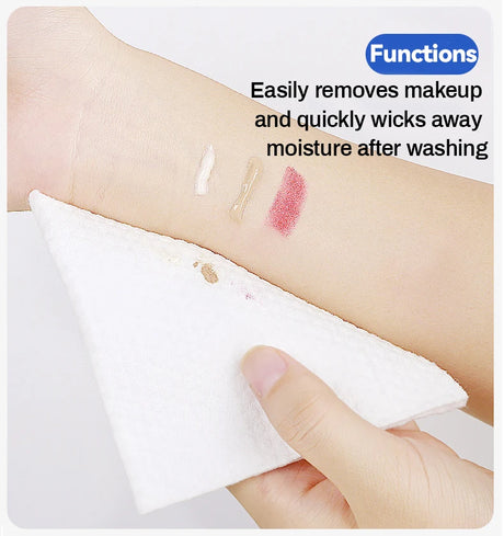100PCS Natural Disposable Face Towel Travel Facial Cleansing Wet And Dry Makeup Remover Pearl Cotton Soft Makeup Nonwoven Towel
