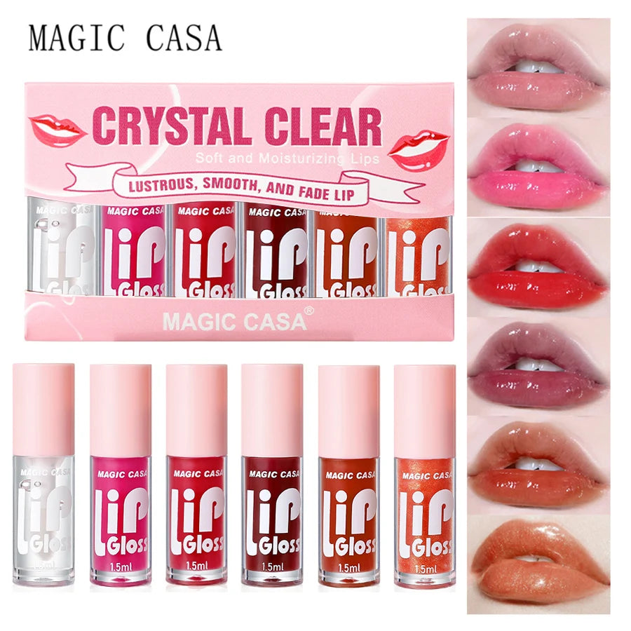 6pcs/set Small bottle Hydrating Jelly Lip Oil long-lasting Moisturizing smooth shimmering Lip Hydrating Liquid