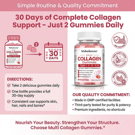 Collagen Complex Gummies, with Biotin & Vitamin C, Supports Skin, Hair, Nail, Joint Wellness, Gut Health & Digestion, Anti-Aging