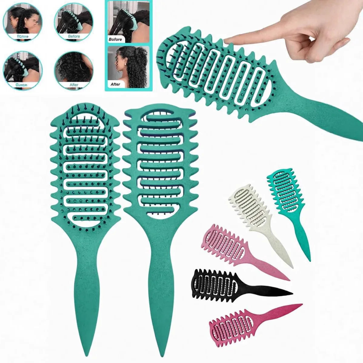 Curly Comb Curl Define Styling Brush Hollow Out Detangling Hair Brush Tangled Wet Curly Hair Comb Shaping Curls Hairdressing