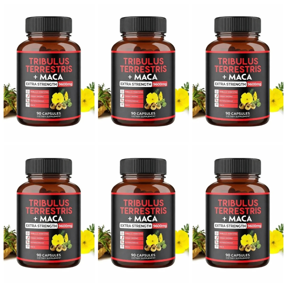 Tribulus Terrestris + Maca Root Extract Supplement Supports Energy Vitality Natural Herbal Health Non-GMO 90 Vegan Capsules