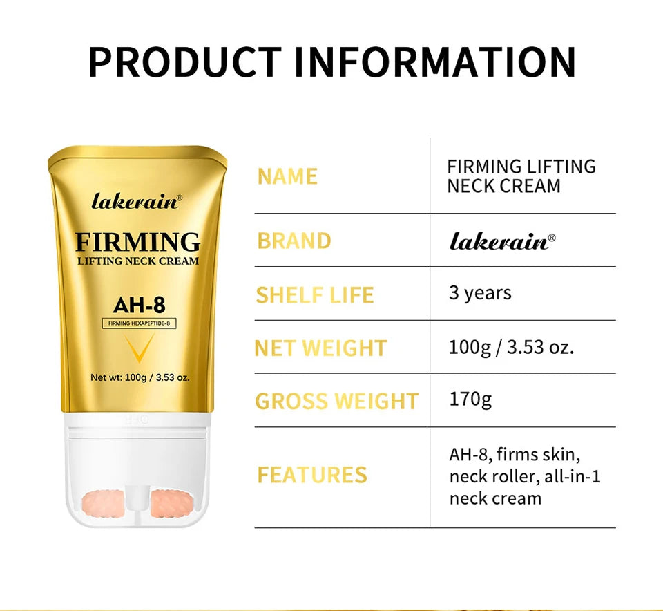 Lakerain Firming Lifting Neck Cream Deep Nourishment Lightweight Formula Remove Double Chin Rejuvenation Firms Loose Skin Cream