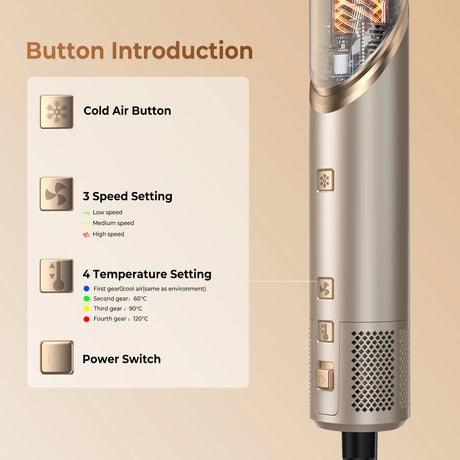 8 in 1 Hair Dryer Brush High Speed Brushless Blow Dryer Negative Ionic Hair Heating Brush Hot Air Styling Comb Auto Hair Curle