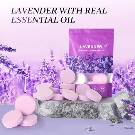 Lavender Shower Tablet Natural Essential Oil Shower Moisturizing Stress Relieving Bath Salt Tablets Suitable for Women and Men