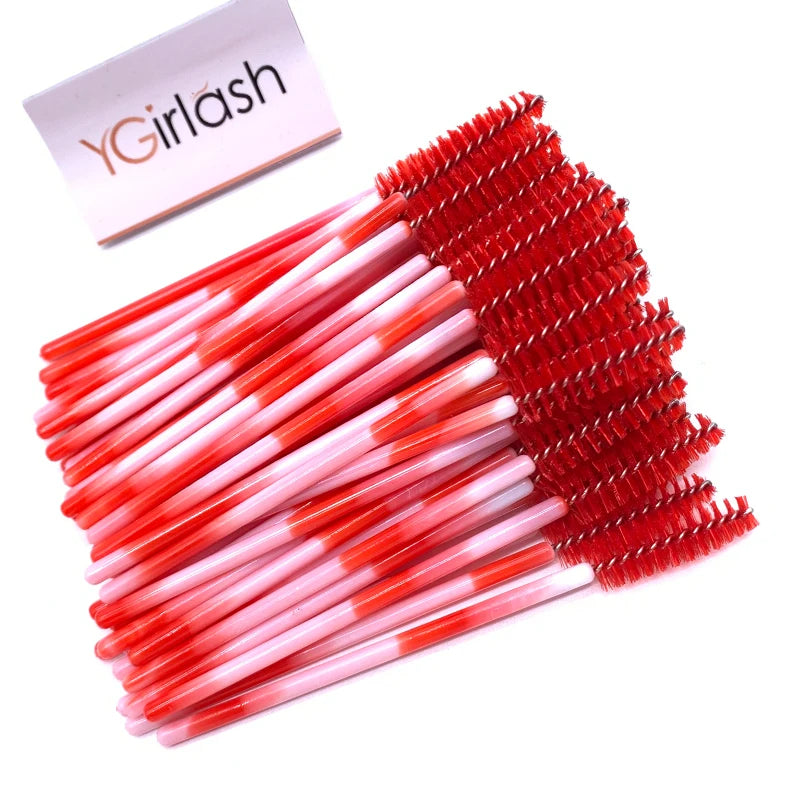YGirlash 50Pcs Lash Swans Crystal Eyelash Applicator Disposable Diamond Handle Nylon Mascara Wands Brush Cosmetic Tools