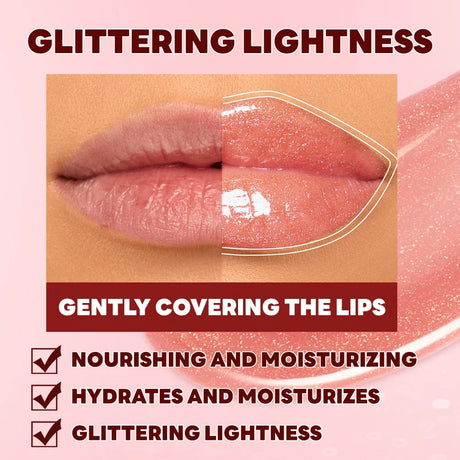 Qibest 8 Colors Moisturizing Diamond Shimmer Glitter Lip Gloss Makeup Sparkling Glitter Liquid Lipstick Pearl Lipgloss Tint