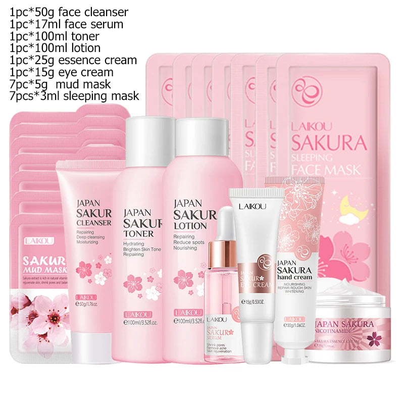 Green Tea Skin Care Kit Korean Cosmetic Moisturizing Exfoliate Beauty Face Care Set For Women Sakura Products kit