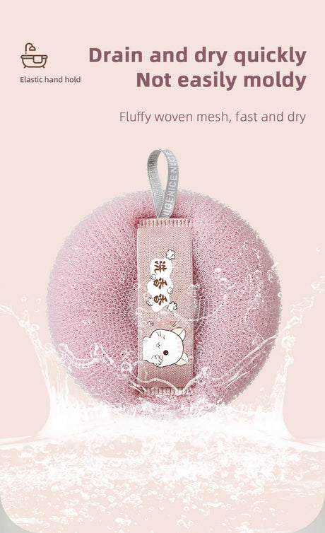 Shower Loofah Bath Sponge With Hanging Rope Exfoliating Soft Mesh Body Scrubber Rich Lather 3D Knit Design For Smooth Skin