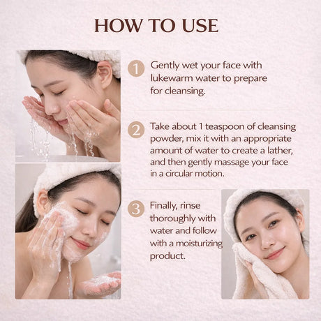Rice Enzyme Brightening Cleansing Powder, Exfoliating Powder to Foam Cleanser, Smooth Texture,Hydrating & Gentle Skin Care 50g