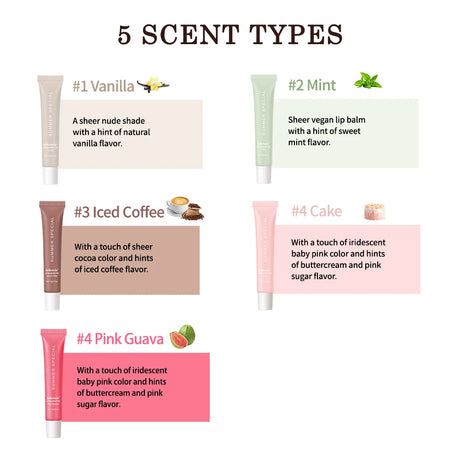 Summer Lip Balm Moisturizing Mirror Lip Gloss Lip Vanilla Mint Iced Coffee Cake Smell Lipstick Transparent Lip Oil Makeup
