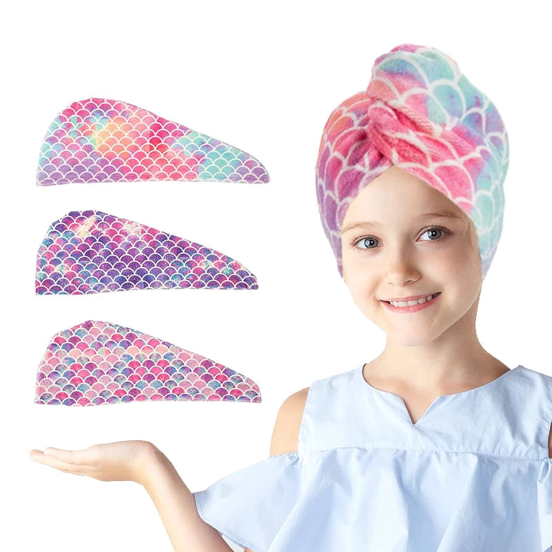 1/3 pcs Water-absorbing quick-dry children's hair drying cap, bathroom, living room essential hair drying supplies