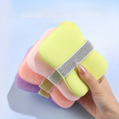 1 Pack Elastic Soap Dish with Loofah Bath Sponge, Non‑Slip Exfoliating Storage Holder, Adjustable Lanyard for Bathtub & Shower,