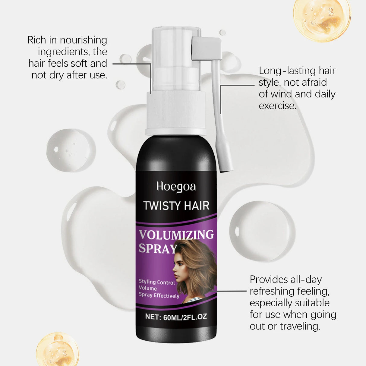 Fluffy Volumizing Hair Spray Non-greasy Quick-Drying Wash Free Increase Volume Styling Modeling Hairdressing Hair Shaping Spray