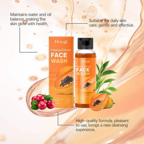 Hoygi Papaya Cleanser Gentle Exfoliating Hydrating Brightening Natural Enzyme Face Wash for Sensitive Skin All Types