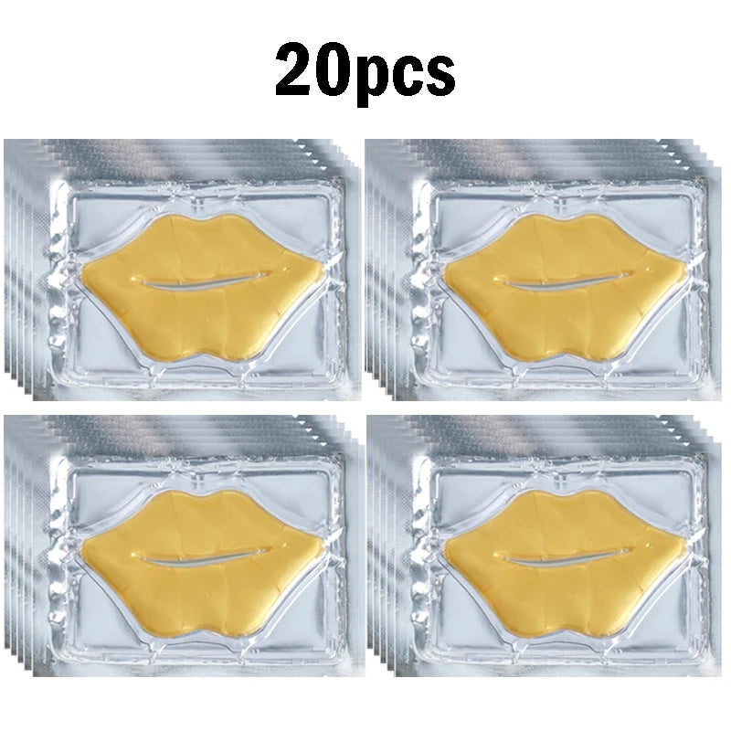 5/10/20/30pcs Pink Gold Crystal Collagen Lip Mask Plump Lips Moisturizing Nourishing Lip Patches Lips Plumper Skin Care Products
