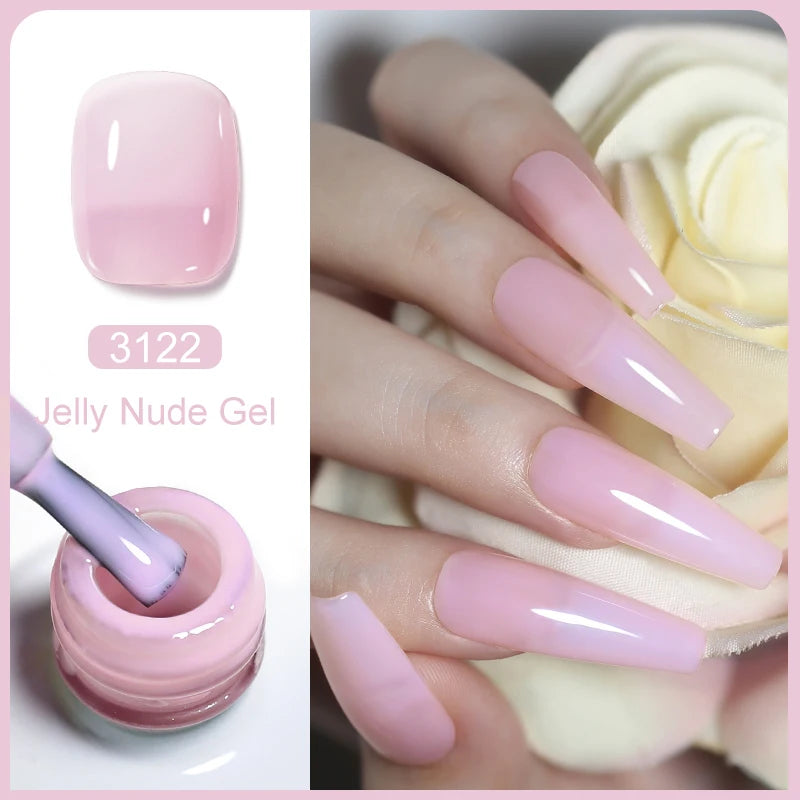 Clou Beaute Translucent Jelly Nude Pink Nail Gel Polish 15ml Vernis Semi Permanent Gel Colorful Varnish Nail Art Manicure Gel
