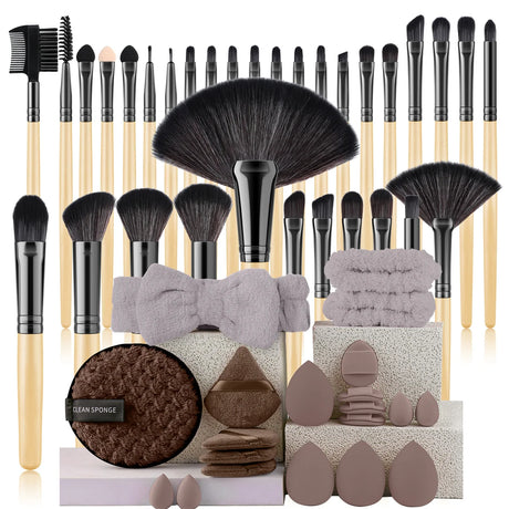 32Pc Makeup Brush Set Cosmetic Tools for Powder Eye Shadow Foundation Blush Blending Beauty Makeup Brush Kit for Makeup Starters