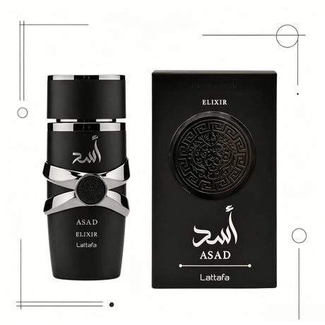 YARA LATTAFA Asad Elixir Eau De Parfum 100ML With Original Gift Box Long Lasting Intense Woody Oriental Fragrance Men Perfume Matte Black Silver Luxury Embossed Bottle Masculine Scent Business Holiday Gift for Him