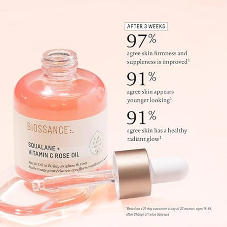 Squalane + Vitamin C Rose Advanced Facial Oil - Brightening, Firming, and Hydrating Serum for All Skin Types