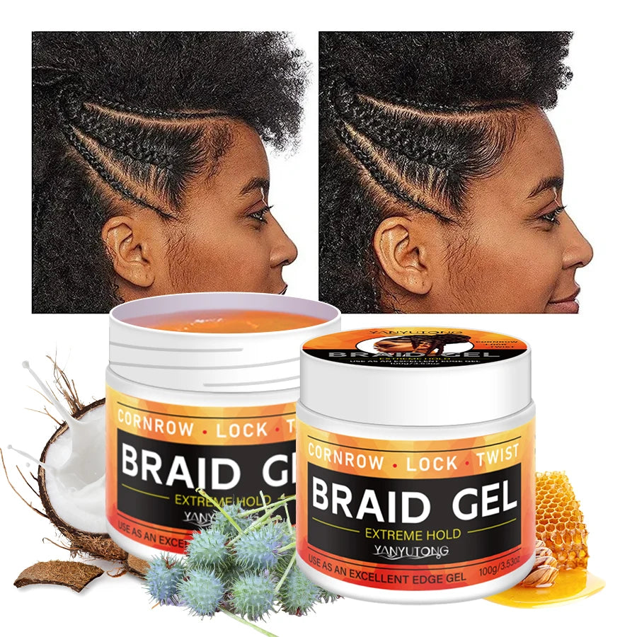 Styling Braiding Gel Wax Carbomer Long Lasting Strong Hold Pomade Anti-Frizz Smooth Hair Finishing Shaping Hair Edge Control