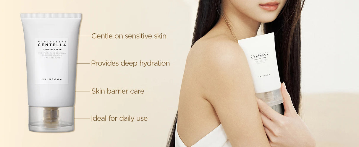 SKIN1004 Madagascar Centella Soothing Cream Korean Face Barrier Repair Hydrating Moisturizer Cica Cream Korean Skin Care 75ml