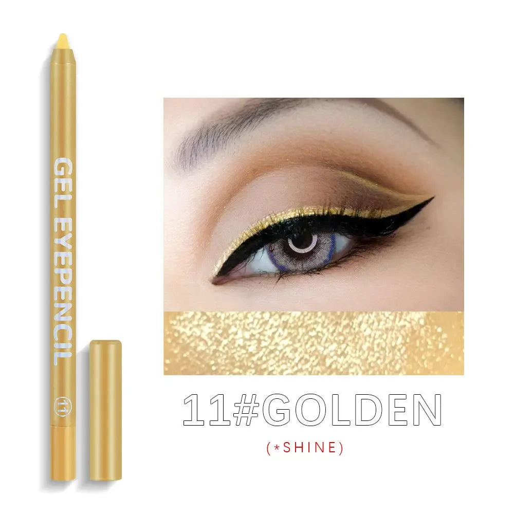 12 Colors Shine Pearlescent Eyeliner Pencil Waterproof Lasting Matte White Black Brown Smooth and Easy To Color Eyeliner Gel Pen