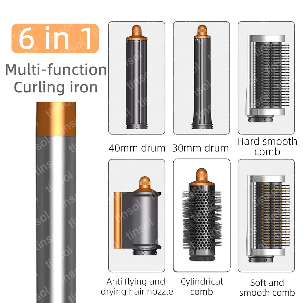 TINSOL 7 in 1 Multi-Function Hair Dryer & Styling Tool Automatic Curling Set 1300W Straightener Professional Salon Hair Dryer