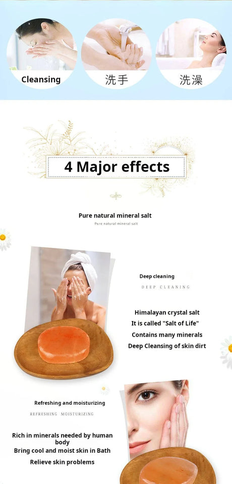 Himalayan Massage Salt Stones, Salt Soap, & Diverse Shaped Hot Compress Salt Soaps Specifically for Bathing & Facial Cleansing