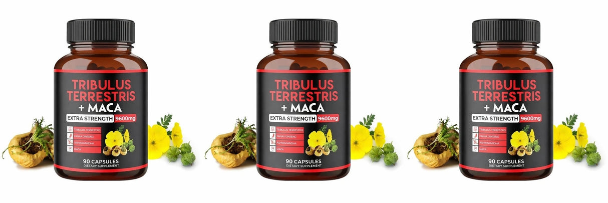 Tribulus Terrestris + Maca Root Extract Supplement Supports Energy Vitality Natural Herbal Health Non-GMO 90 Vegan Capsules