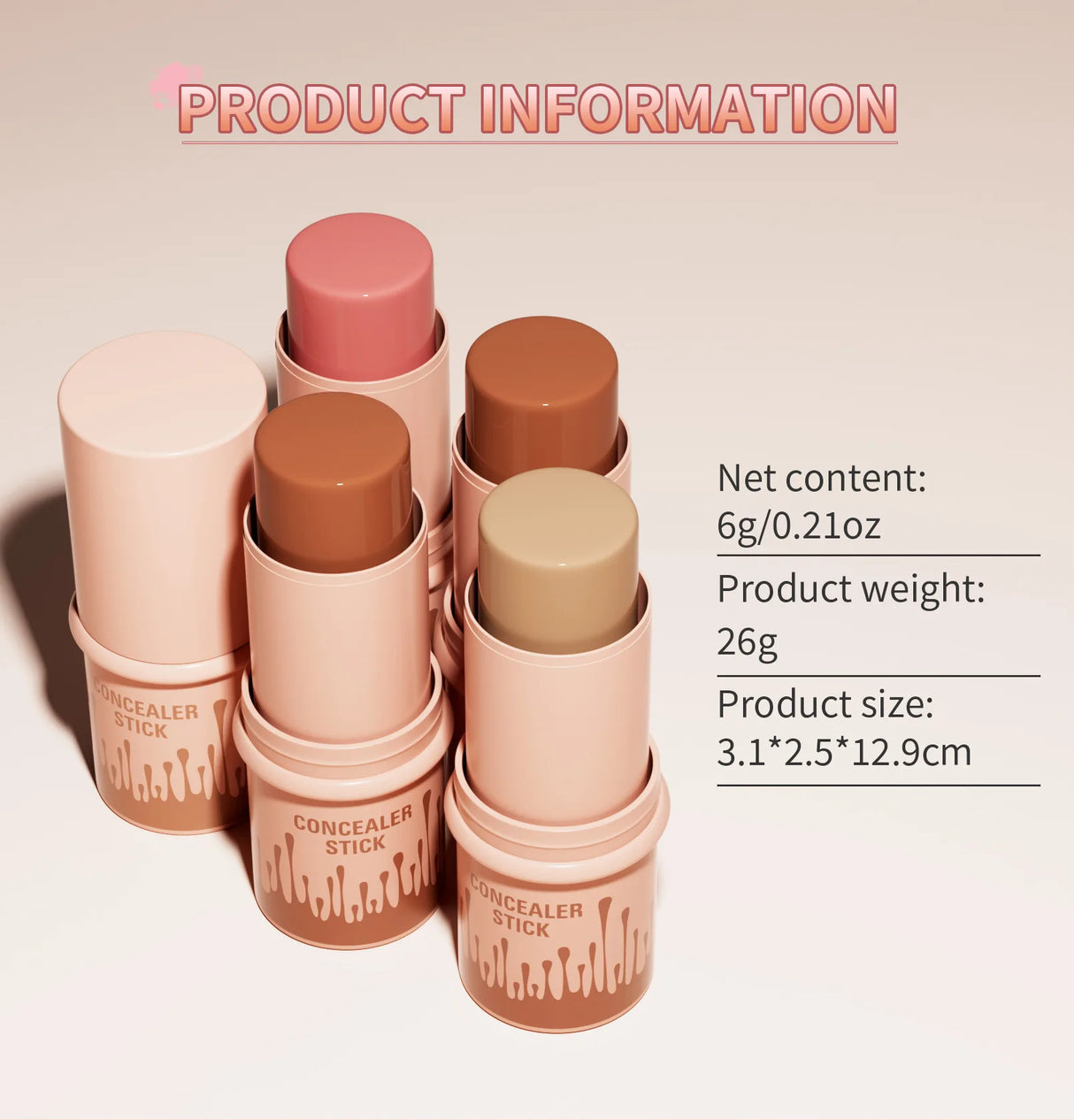 Makeup Face Brown Bronzer Contour Stick Contouring Bronzer Stick Highlighter Brightening Blusher Stick Rouge Cream Concealer Pen