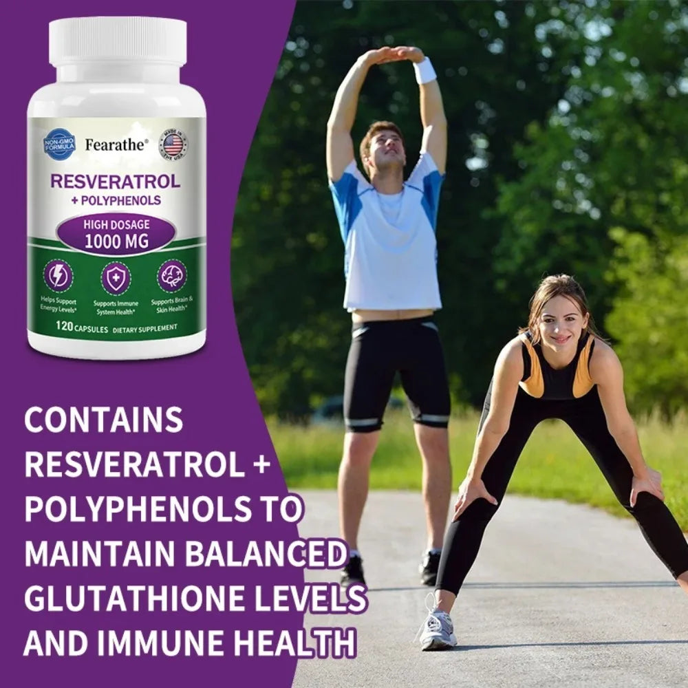 Resveratrol Supplement Capsules, Anti-aging, Antioxidant, Cardiovascular & Joint Support, Skin Health