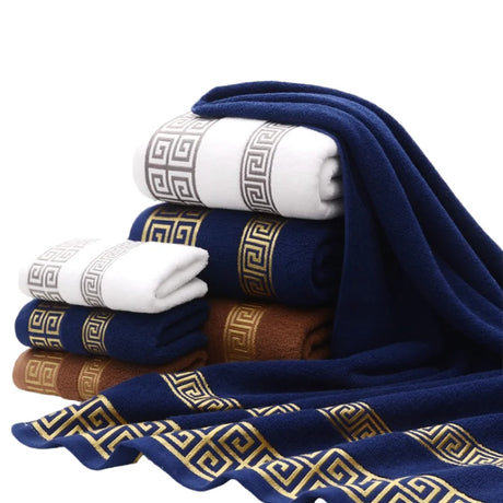 2pcs Set Black Bathroom Towel Sets 100% Cotton Embroidered Bathroom Towel Christmas Gift Sport Towel Sets Home Hotel Use 수건 세트