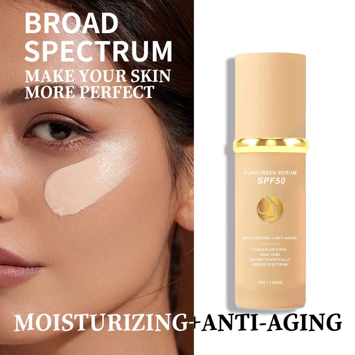 Sunscreen liquid foundation 30g, waterproof, sweat proof, goodbye to dry pickup powder, concealer, even skin color
