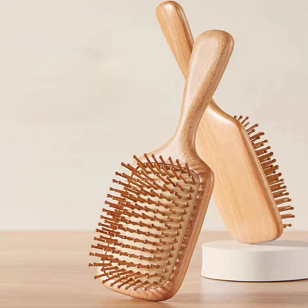 Wooden Hair Brush Improve Hair Growth Wood Hairbrush Prevent Hair Loss Comb Bamboo Comb Teeth Hairdressing Styling Hair Tools