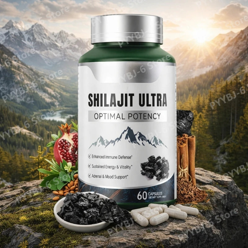 Shilajit Ultra with L-Arginine for Natural Energy and Vitality 60 Capsules Non-GMO Endurance Stamina Antioxidant Supplement