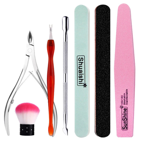 Nail Art Sand File Buffer Sponge Block Brush Nail File Set With Nail Clippers Scissors Dead Skin Remover Care Manicure Kit Tools
