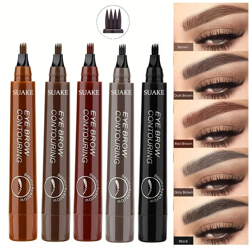 Four-Pronged Eyebrow Pencil, Four-End, Long-Lasting, Non-Smudged, Water-Resistant, Anti-Smudged Eyebrow Pencil