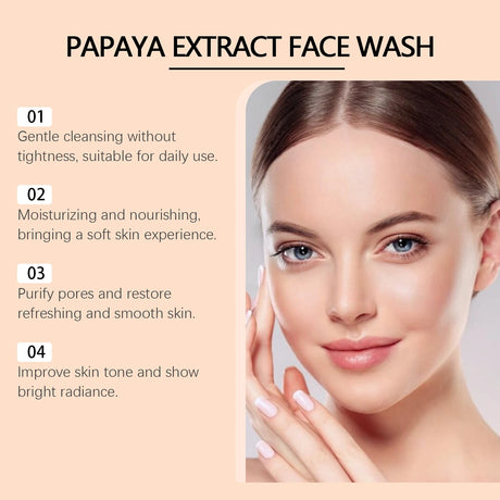 Hoygi Papaya Cleanser Gentle Exfoliating Hydrating Brightening Natural Enzyme Face Wash for Sensitive Skin All Types