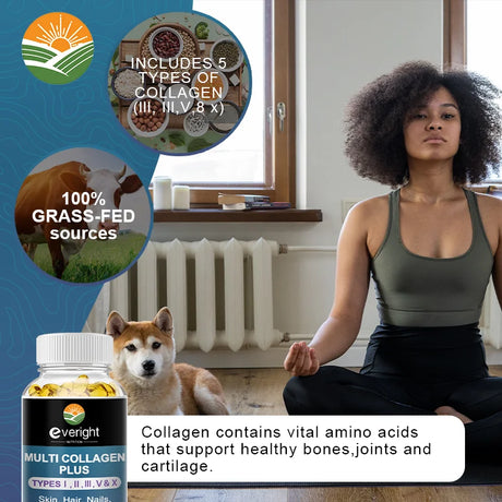 Multi Collagen Pills for Antioxidant Women & Men Natural Skin Care Supplement - Hydrolyzed Protein Collagen Peptides