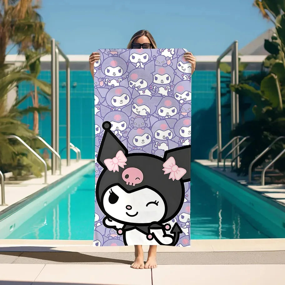 K-kuromi Bathroom Towels Bathroom Set Accessories For Bath Turban for Hair Drying Spa Personal Care Sauna Home Large Gym Towel