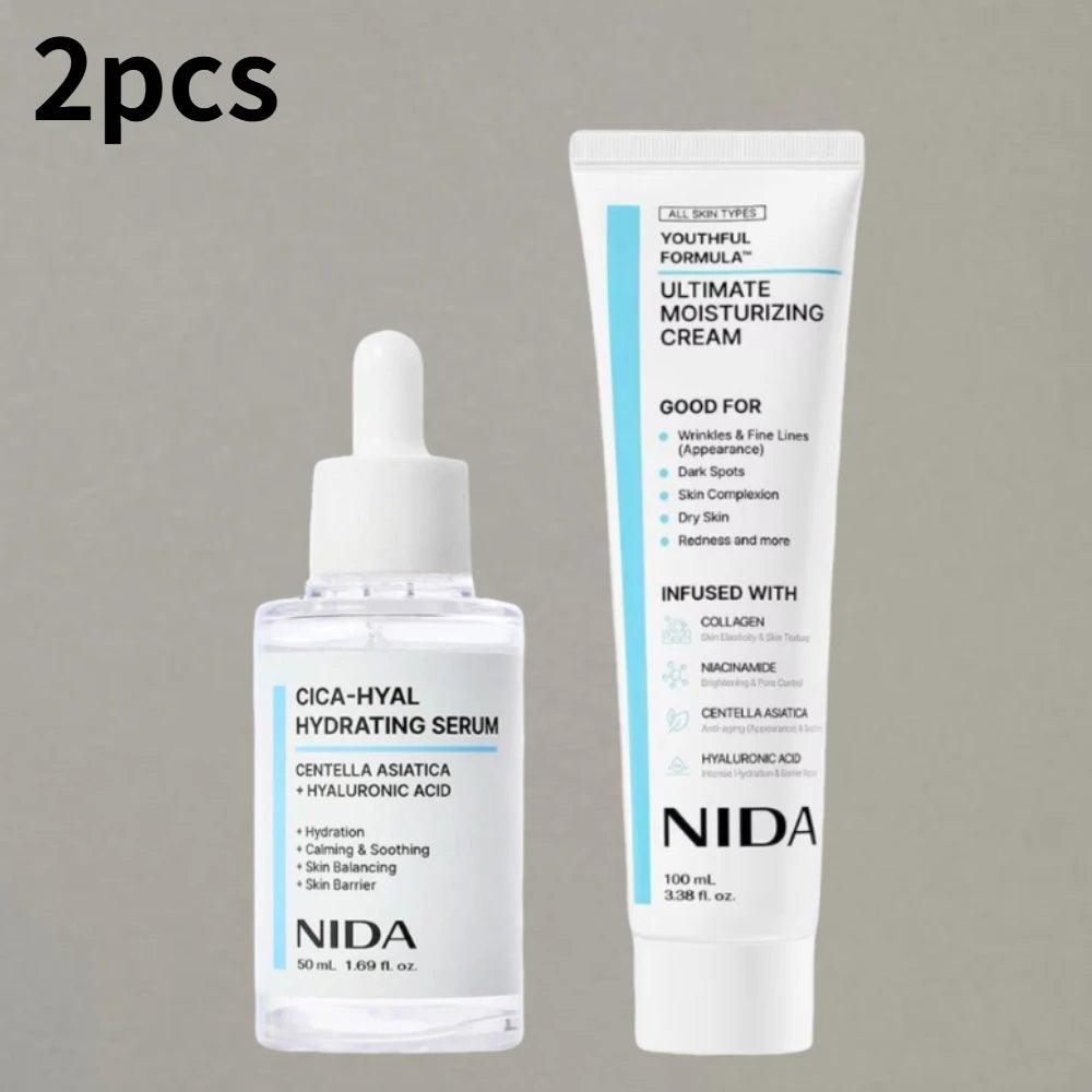 Korea NIDA Skin Care Kit - Ultimate Moisturizing Cream, Retinol Probiotic Eye Cream, TXA Renewal Essence, For All Skin Types