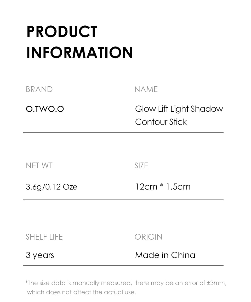 O.TWO.O Double Head Contour Concealer Stick Waterproof Matte Finish Brighten Highlighters Contouring Pen For Face Makeup